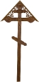 Крест на могилу деревянный КДС-22 Фигурный с орнаментом и крышкой (состаренный)